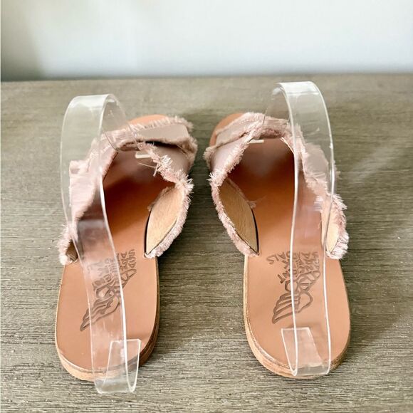 Ancient Greek Sandals Fray Detail Pale Pink Satin - Size 39 - Picture 3 of 7